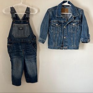 OshKosh Blue Jean Jacket & Overalls Baby Toddler Size 24mo Unisex Boy Girl